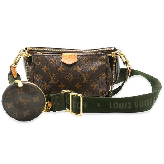 Louis Vuitton Leather Monogram Canvas Multi Pochette Crossbody Bag Khaki