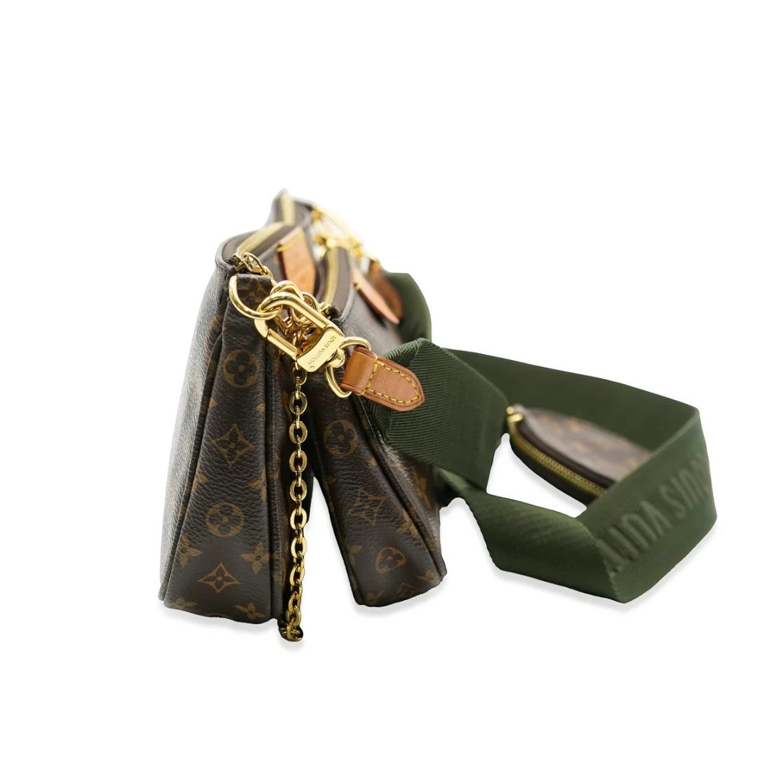 Louis Vuitton Leather Monogram Canvas Multi Pochette Crossbody Bag Khaki