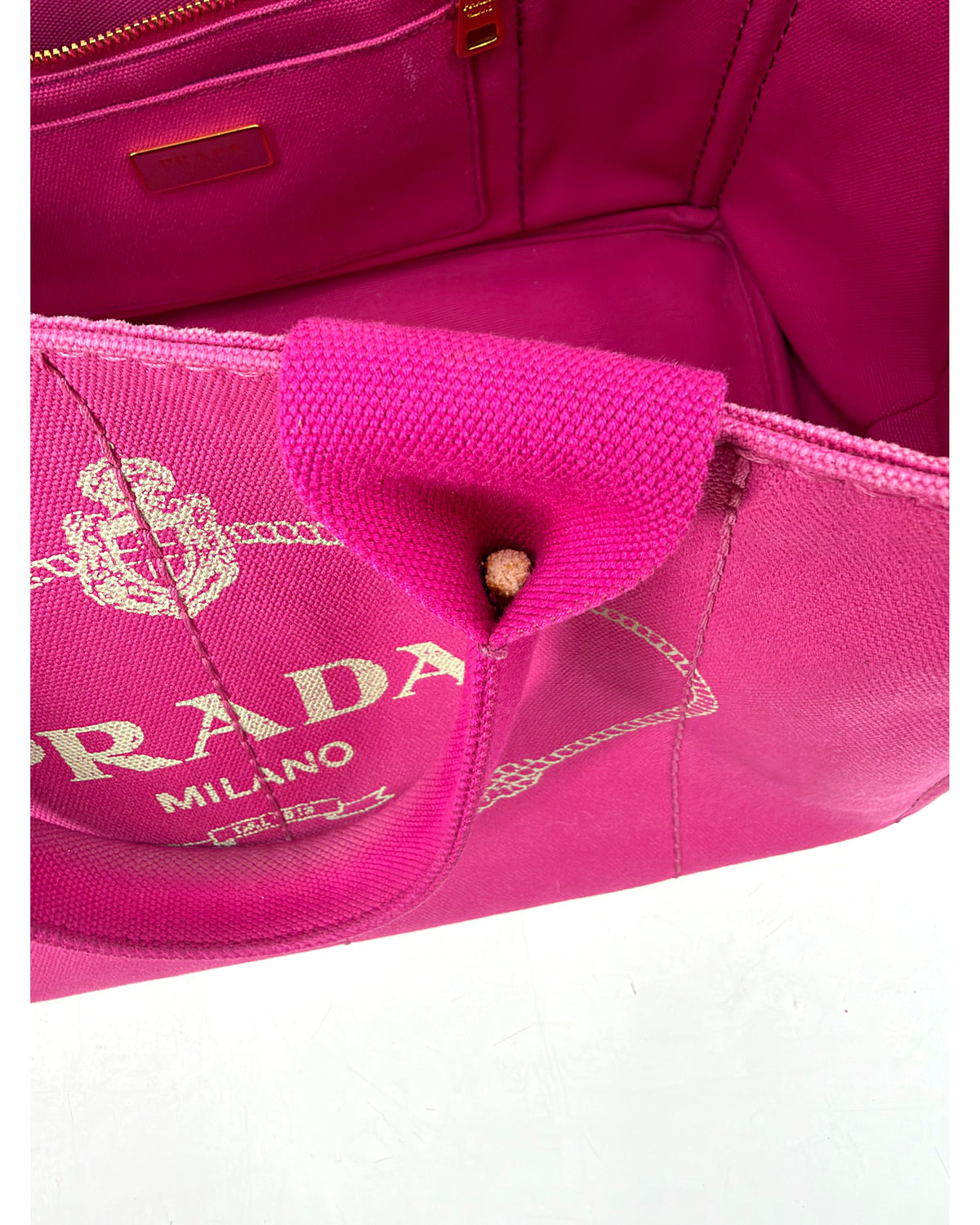 Prada Canapa Logo Canvas Tote Bag Fuchsia Pink