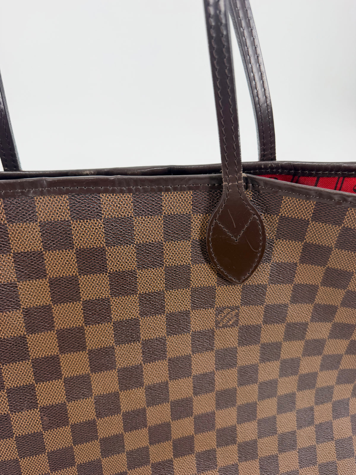 Louis Vuitton Damier Ebene Neverfull GM Tote Brown Red Interior