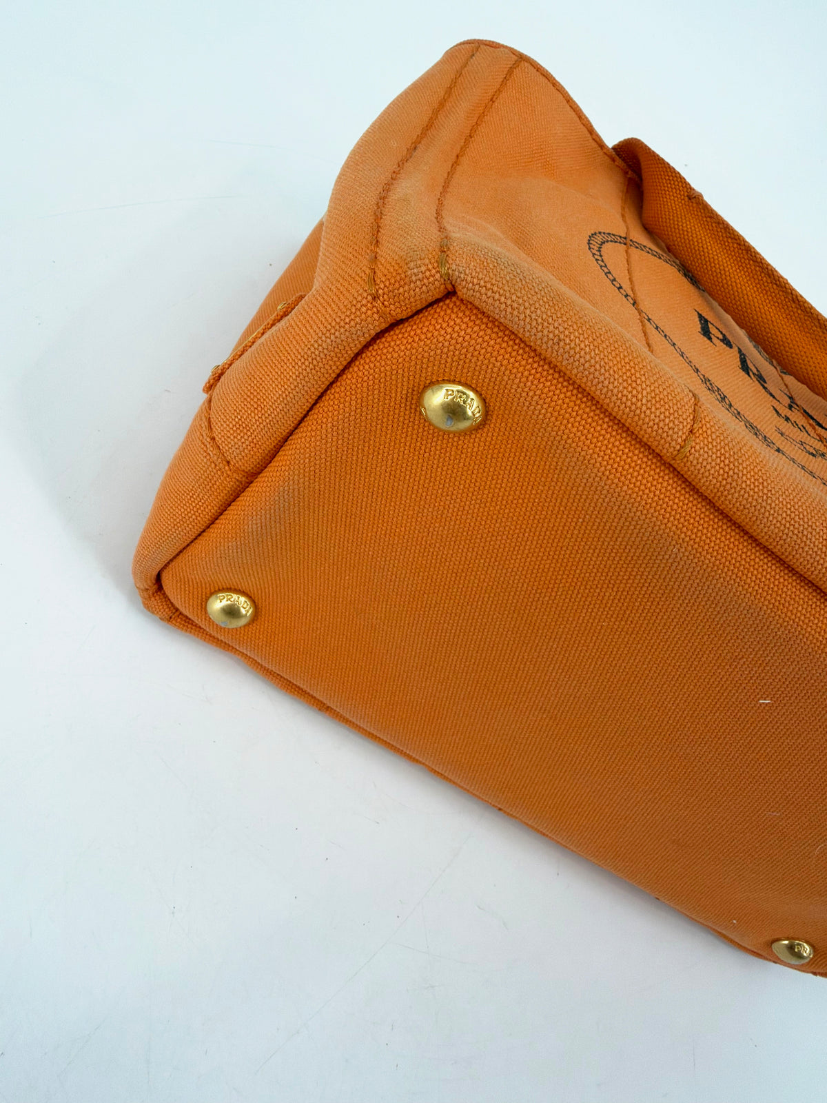 Prada Milano Canapa Mini Canvas Tote Bag Orange