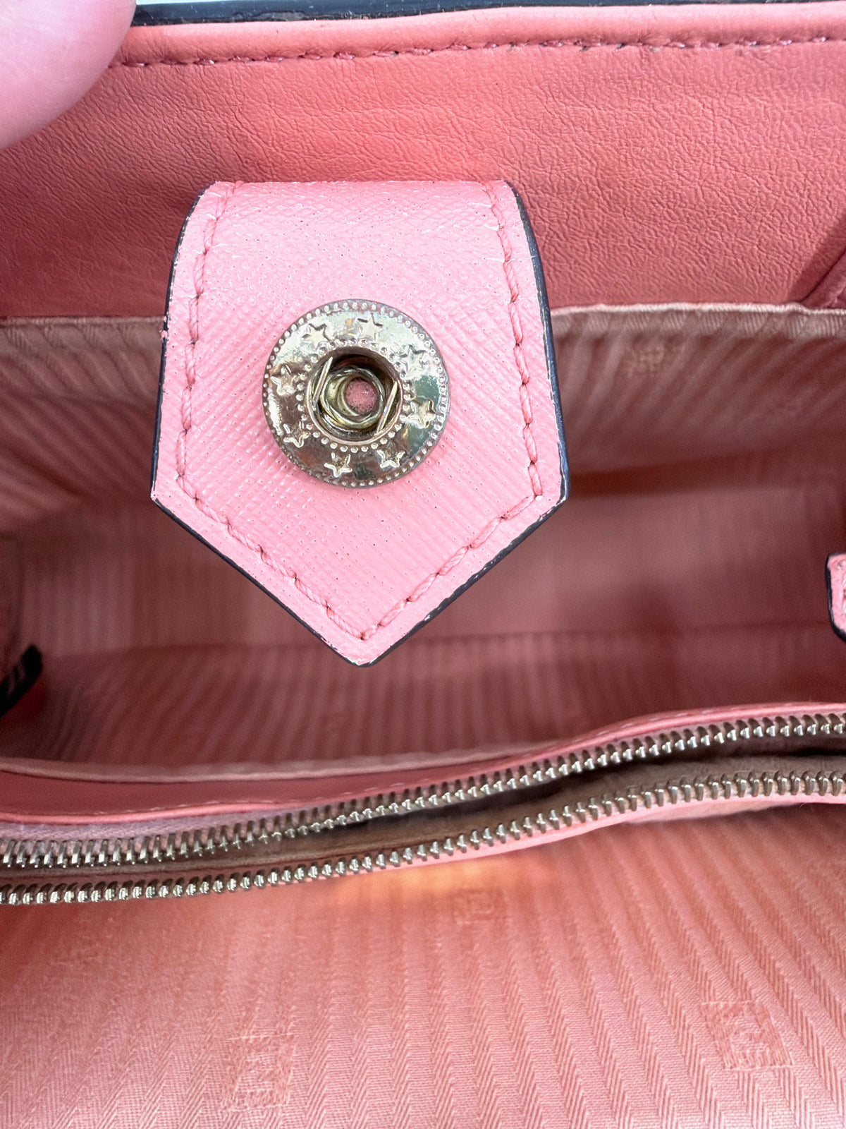Fendi Petite 2Jours Pink Saffiano Leather Tote Crossbody Strap