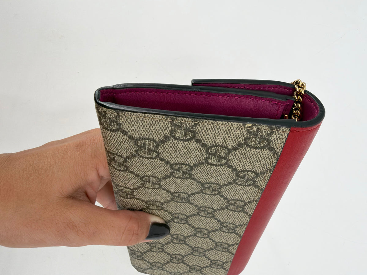 Gucci Padlock GG Supreme Red Leather Long Continental Wallet