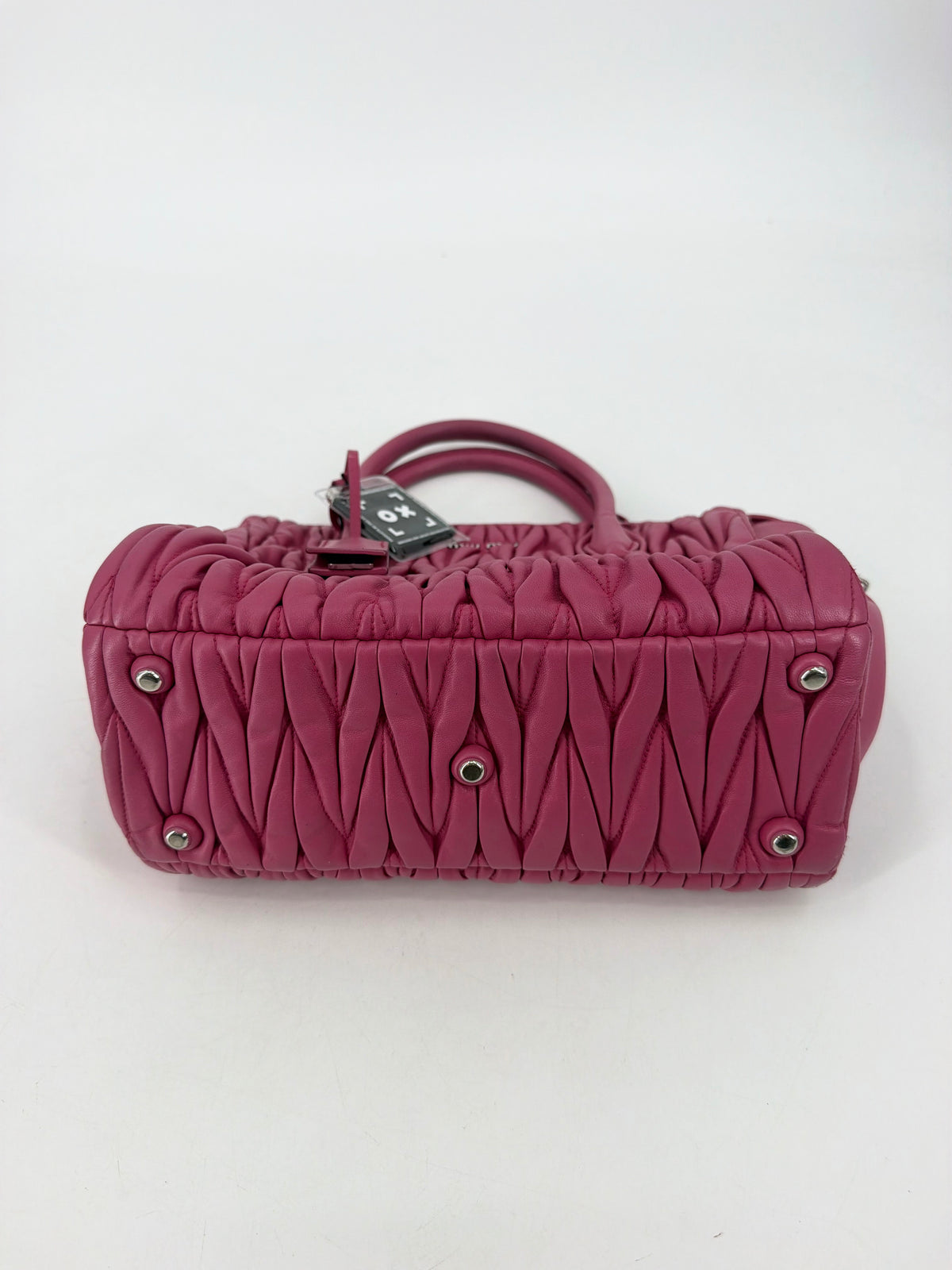 Miu Miu Matelasse Pink Leather Double Handle Tote Bag