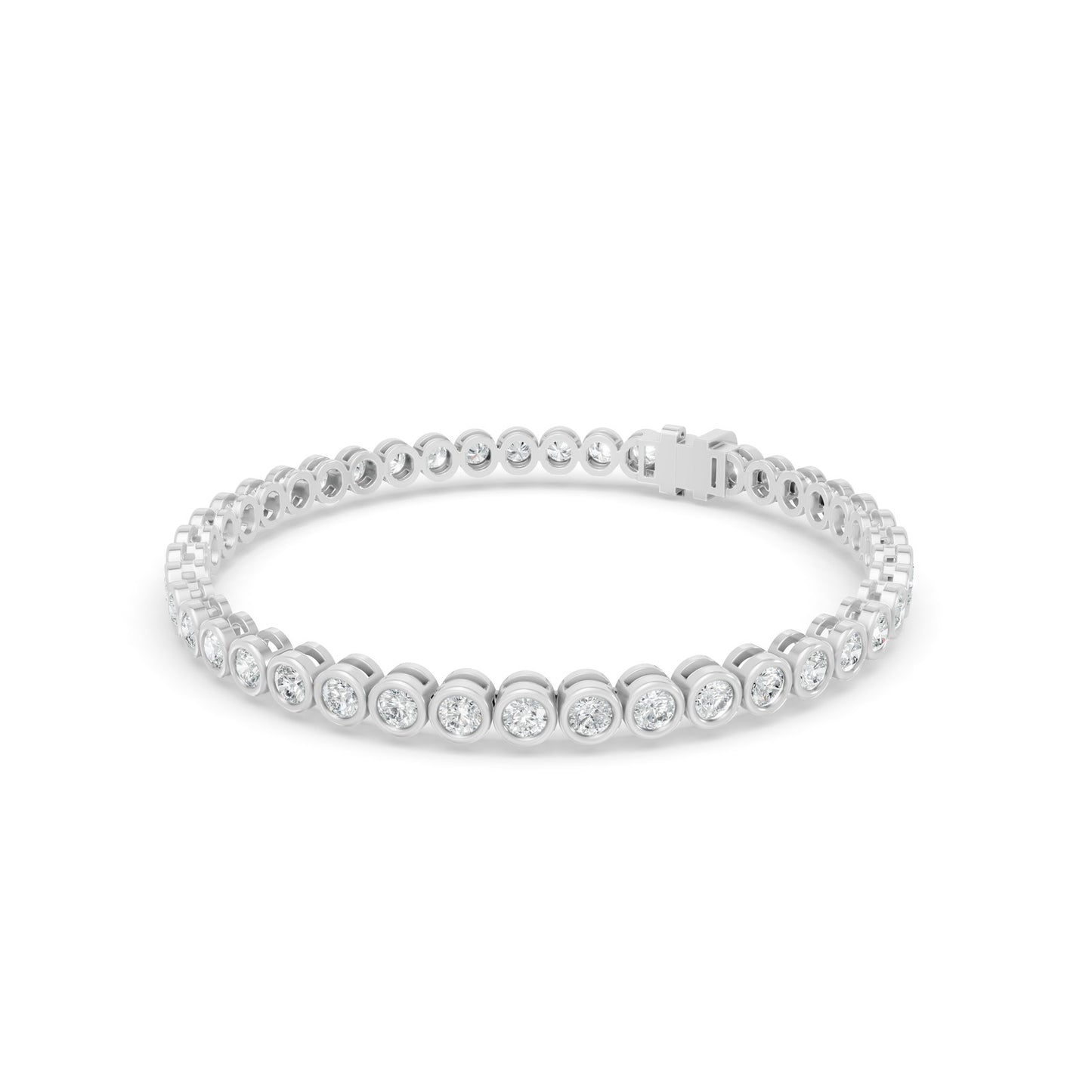 4.39 wct Diamond Bezel 14K White Gold Tennis Bracelet