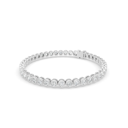 4.39 wct Diamond Bezel 14K White Gold Tennis Bracelet