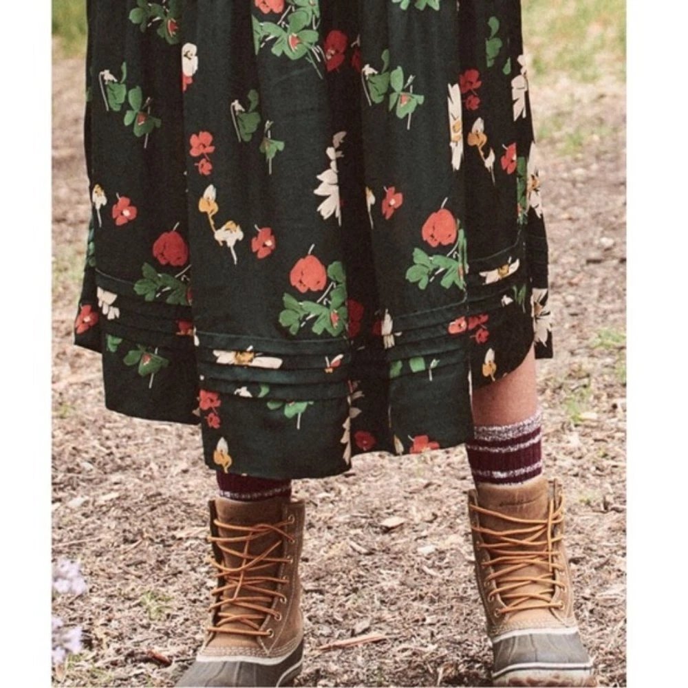 The Great Floral Print Long Sleeve Oversized Midi Dress Women's