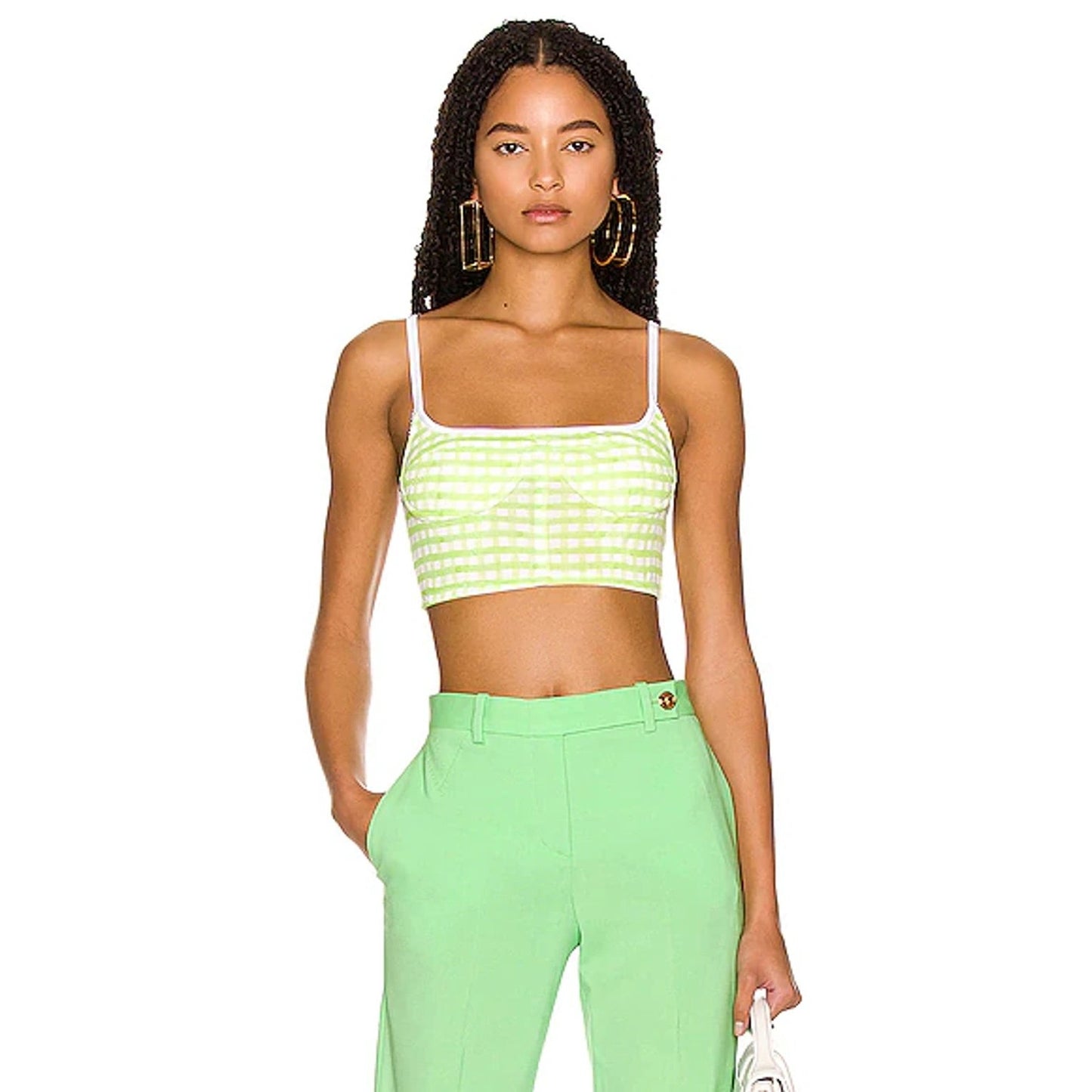 Jacquemus Melo Gingham Stretch Jersey Sports Bra