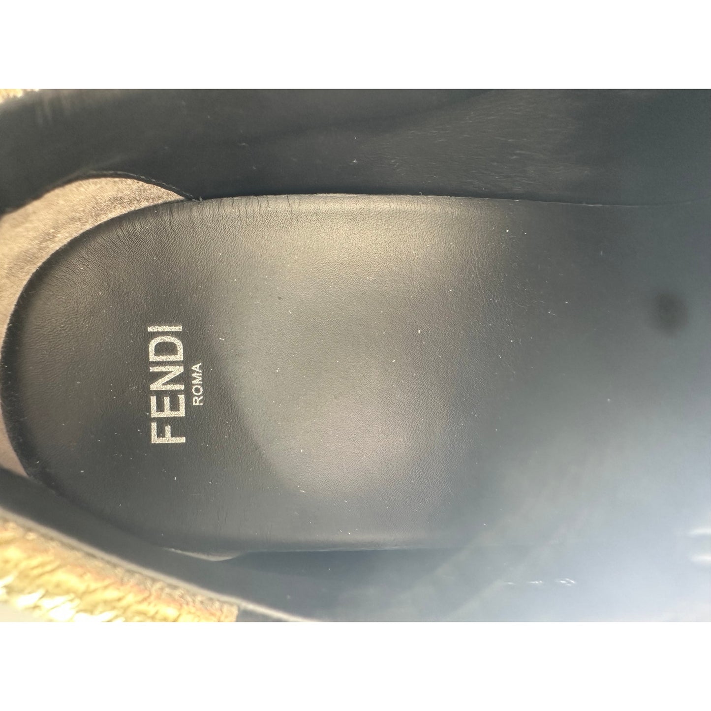 Fendi Leather Knit Logo Rockoclick Slip On Sneakers