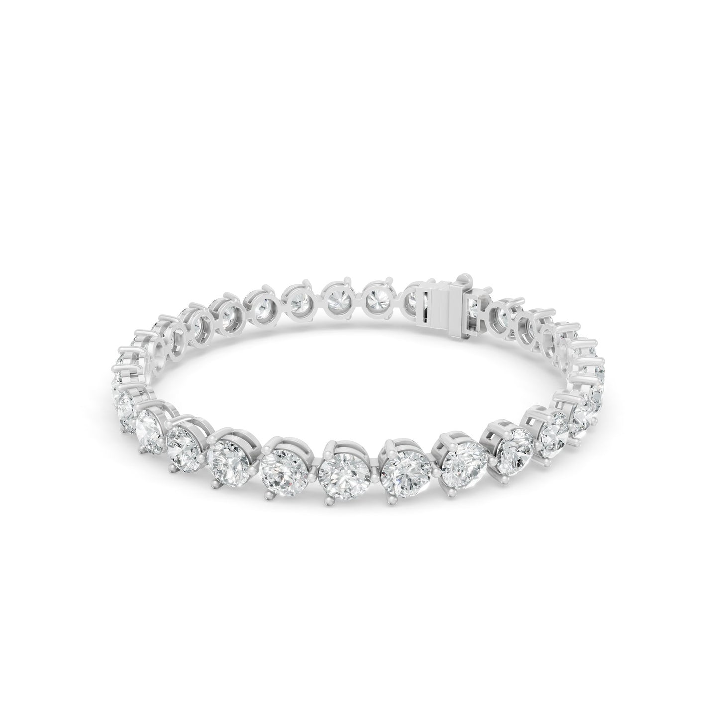 15.50 ctw Diamond 3 Prong Bracelet 14K White Gold Tennis Bracelet