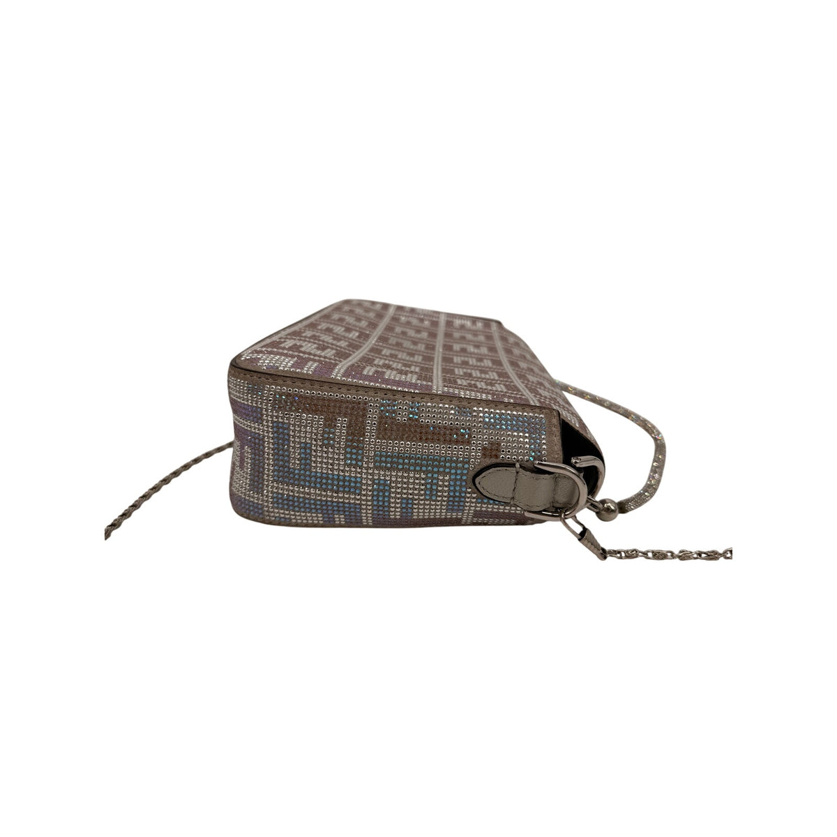 Fendi Baguette Crystal FF Iridescent Chain Strap Shoulder Bag Blue Women's OS