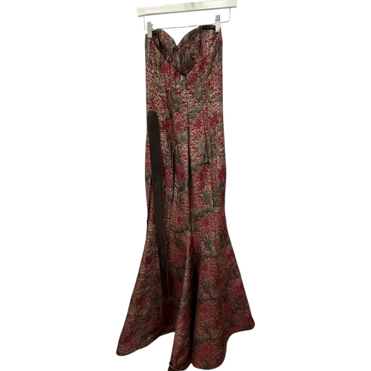 Aida Red Strapless Sweetheart Neck Maxi Mermaid Dress Floral Embroidery Size 6