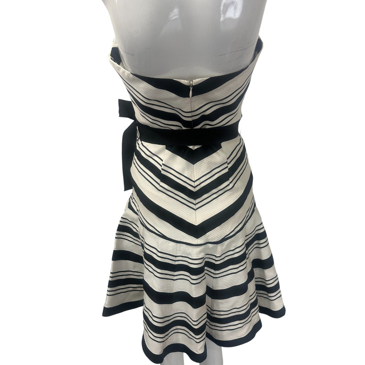 Alexis Strapless Drop Waist Midi Dress White Black Women's Size