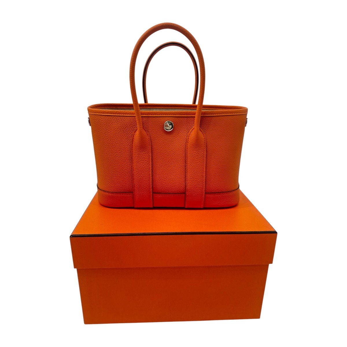 Hermès Garden Party 30 Orange Negonda Leather Palladium Hardware Bag