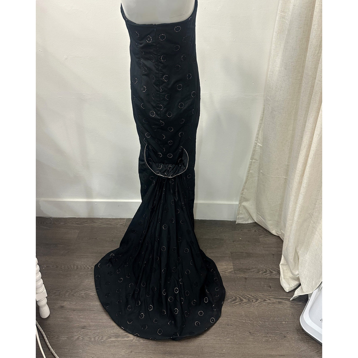 Carolina Herrera Floral Cutout Strapless Mermaid Gown Black Women's Size 10