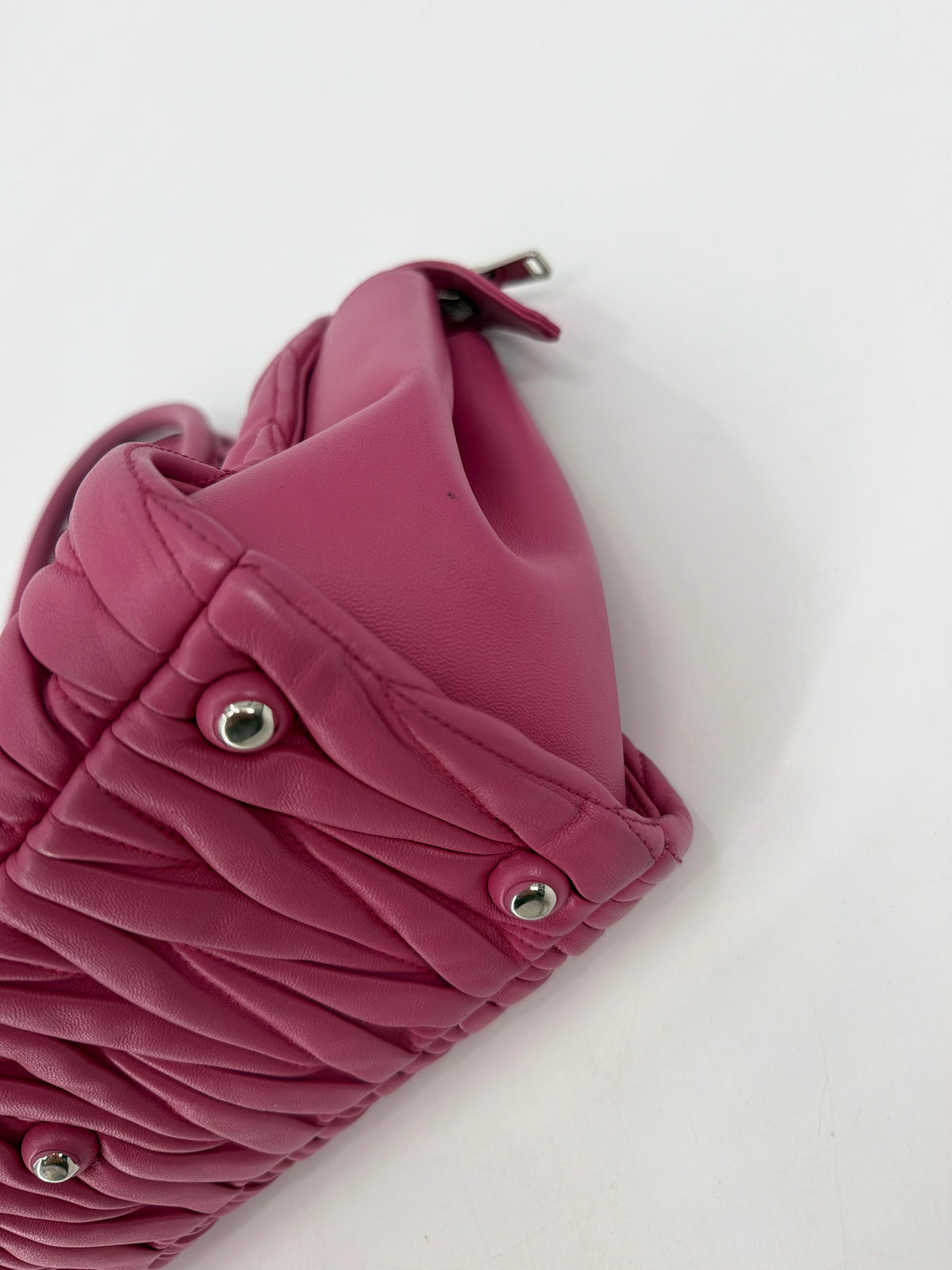 Miu Miu Matelasse Pink Leather Double Handle Tote Bag