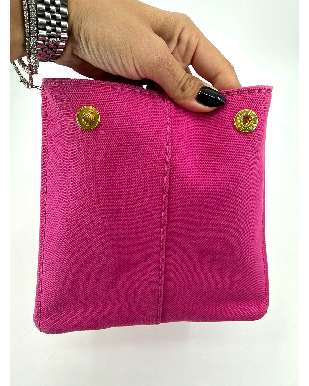 Prada Canapa Logo Canvas Tote Bag Fuchsia Pink