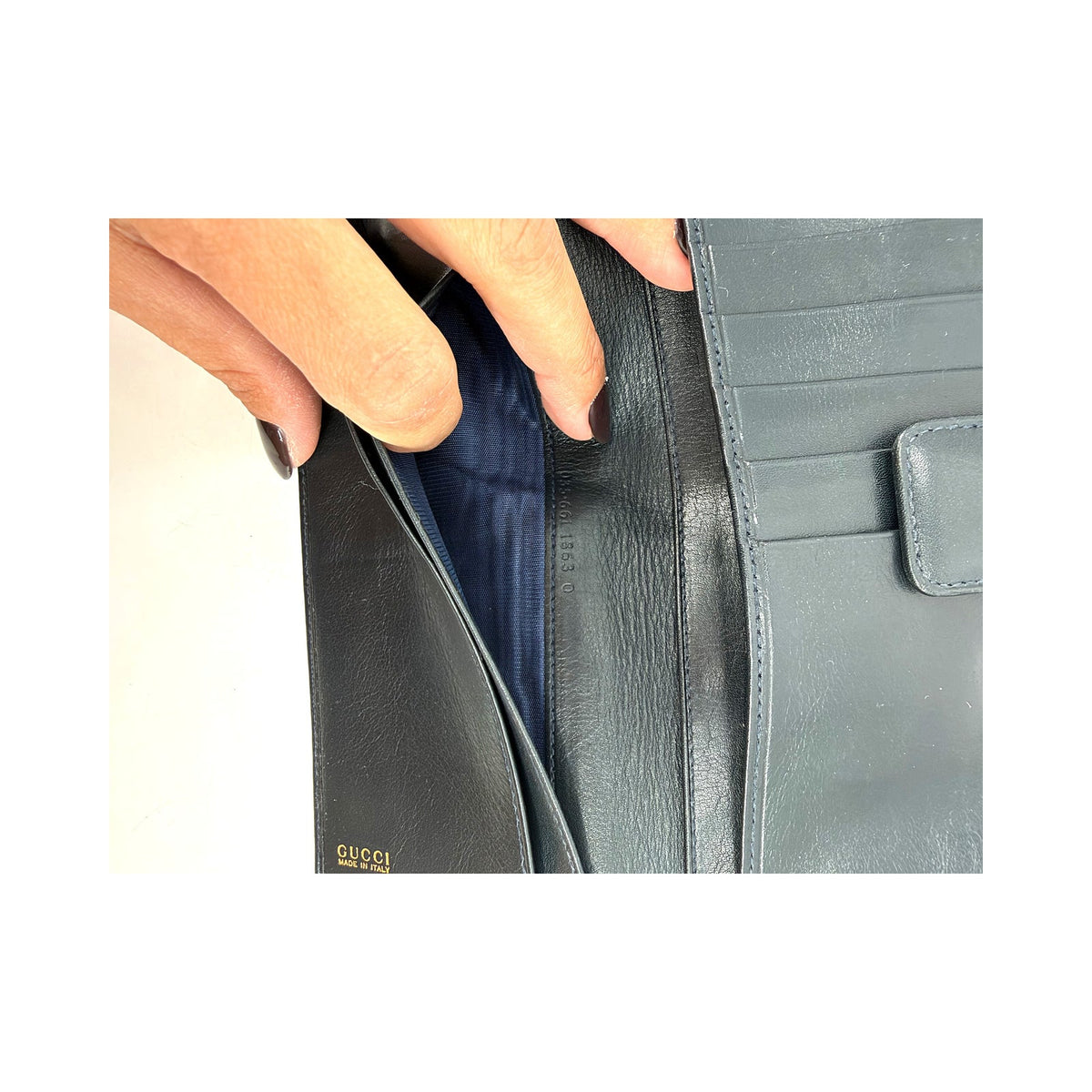 Gucci Black Leather Bamboo Accent Continental Long Wallet