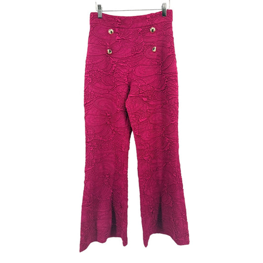 PatBO Knit Embroidered Jacquard High Waist Flared Pants