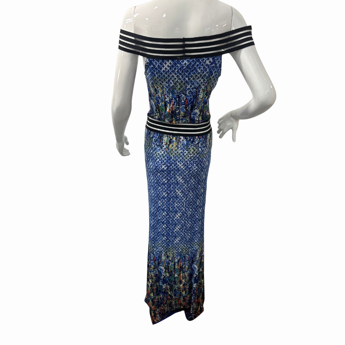 Palacio Stretch Knit Off Shoulder Abstract  Maxi Dress