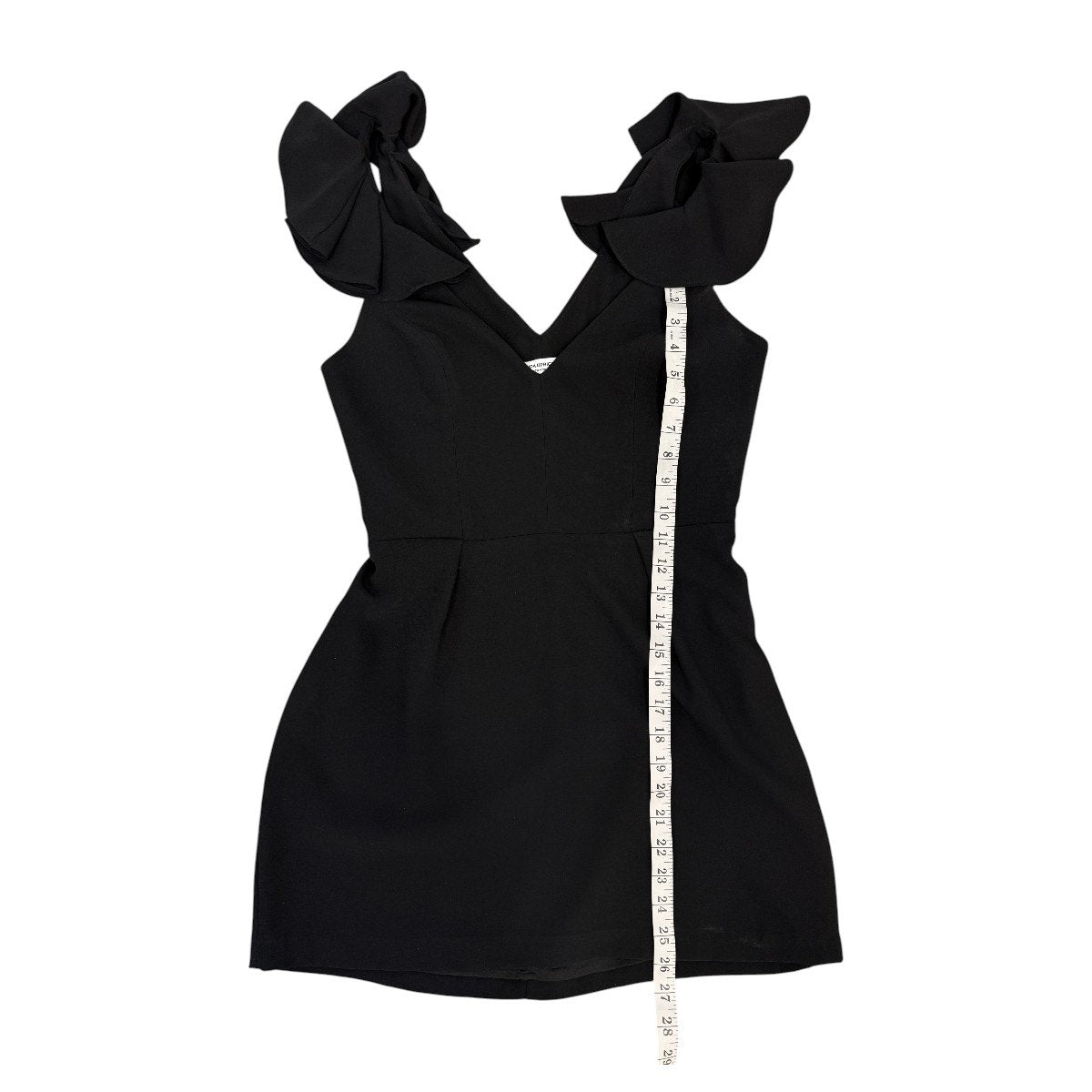 Amanda Uprichard Gimlet Ruffle V-Neck Mini Dress Black Women's Size Medium