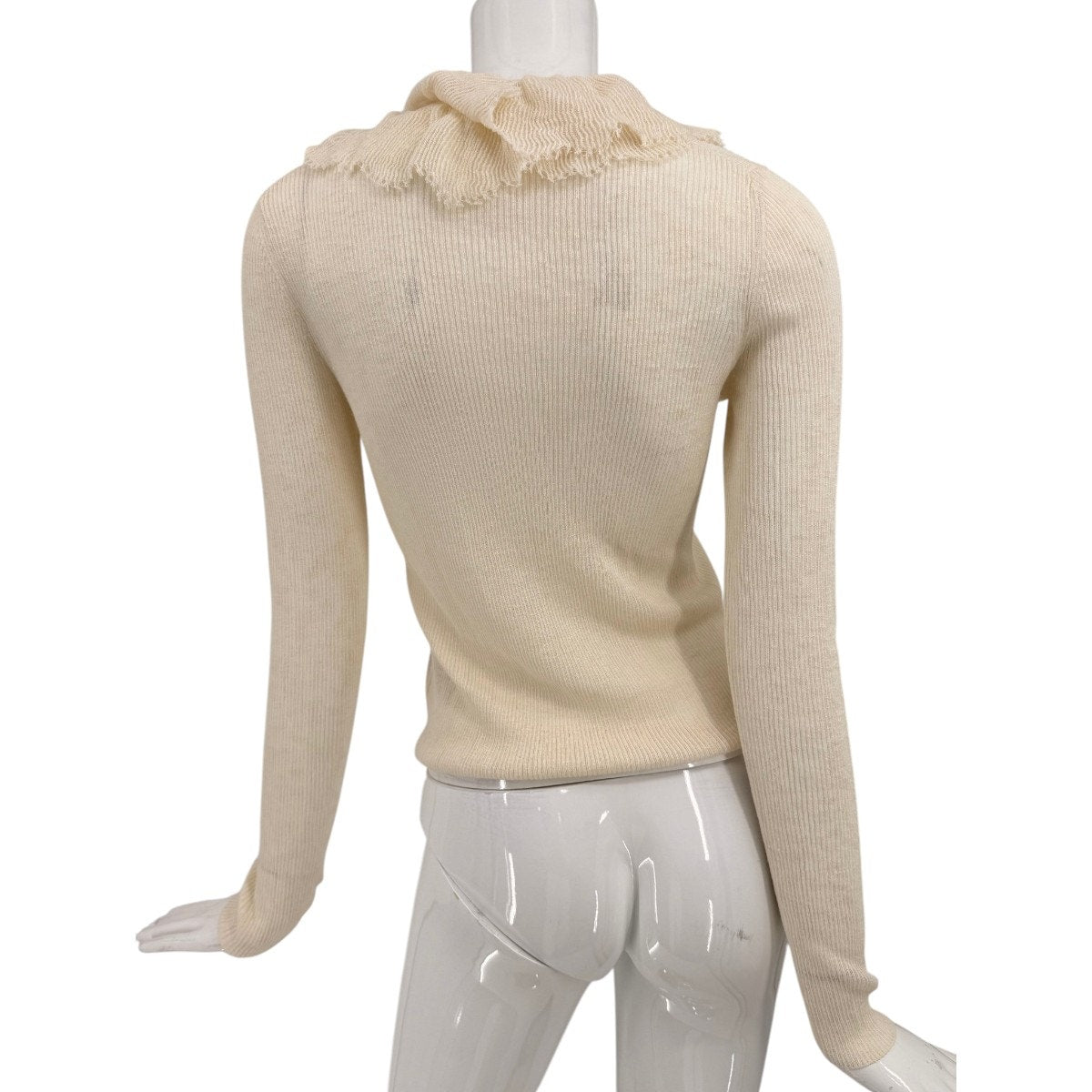 Christian Dior Cotton Removable Ruched Collar Long Sleeve Sweater Ivory Size 4