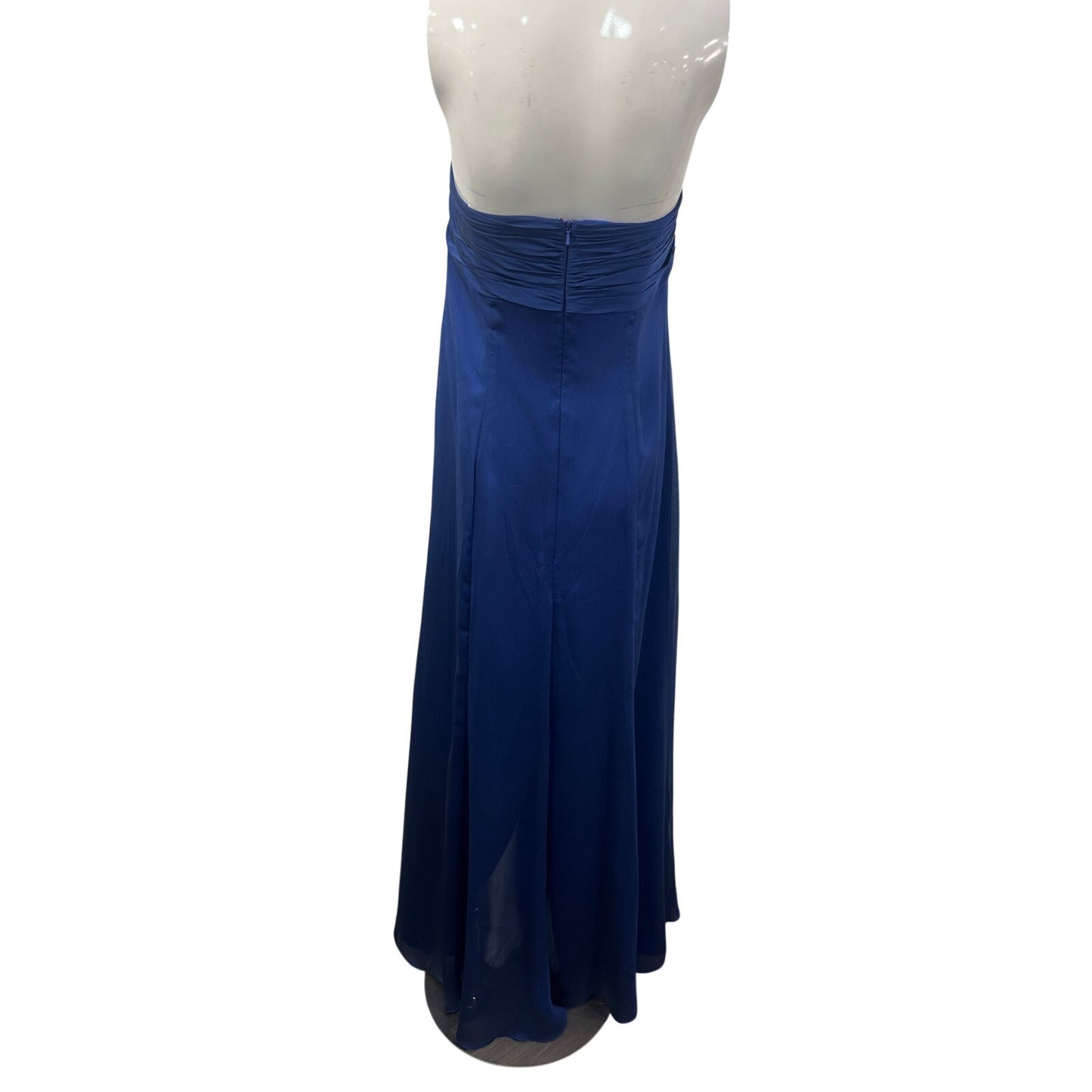 Belsoie Royal Blue Strapless Chiffon Ruched Formal Maxi Gown