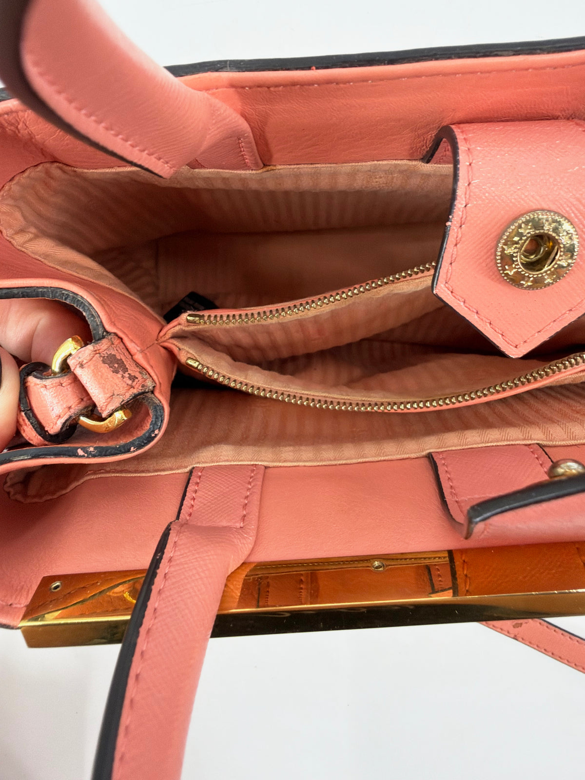 Fendi Petite 2Jours Pink Saffiano Leather Tote Crossbody Strap