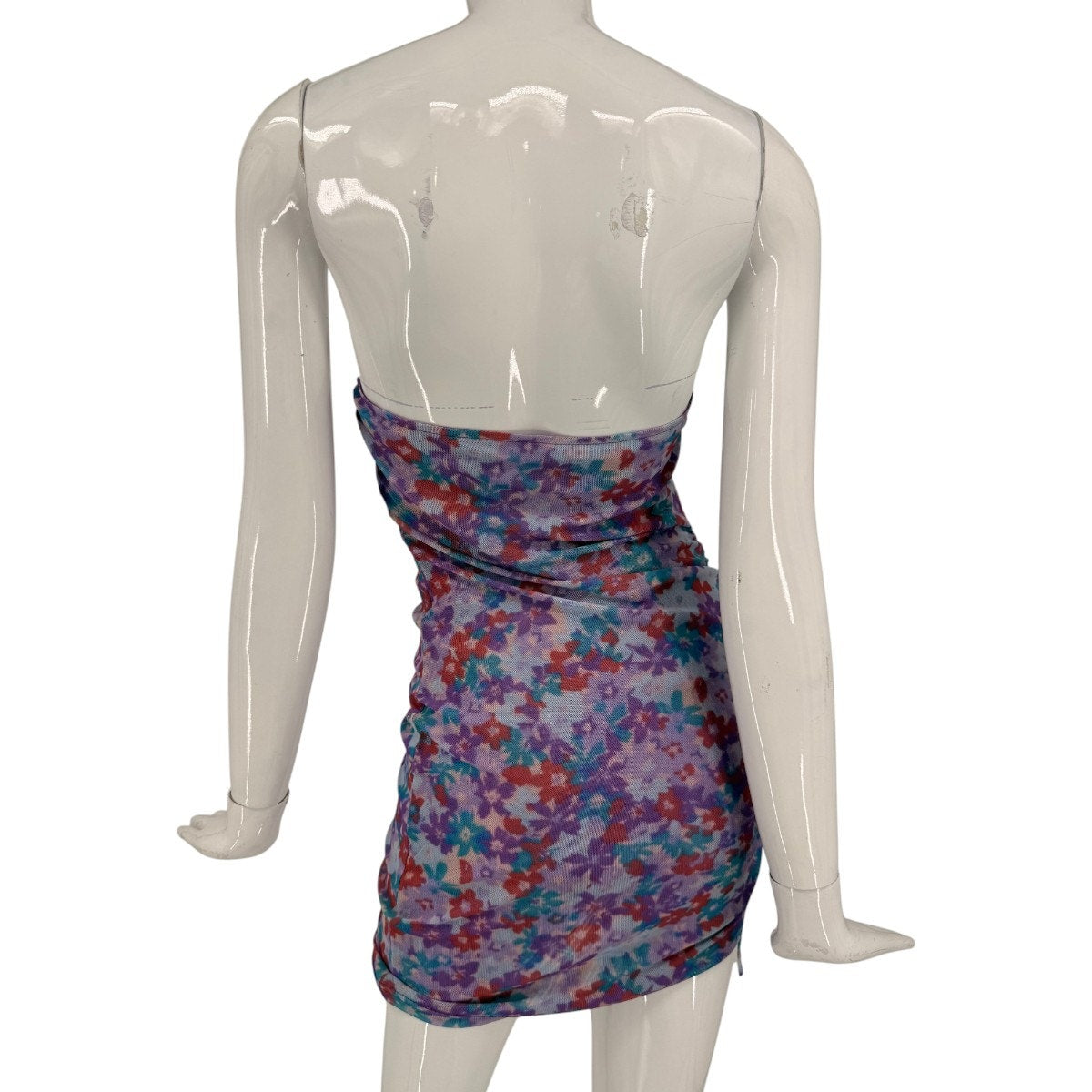 SNDYS Mesh Floral Print Naomi Strapless Mini Dress