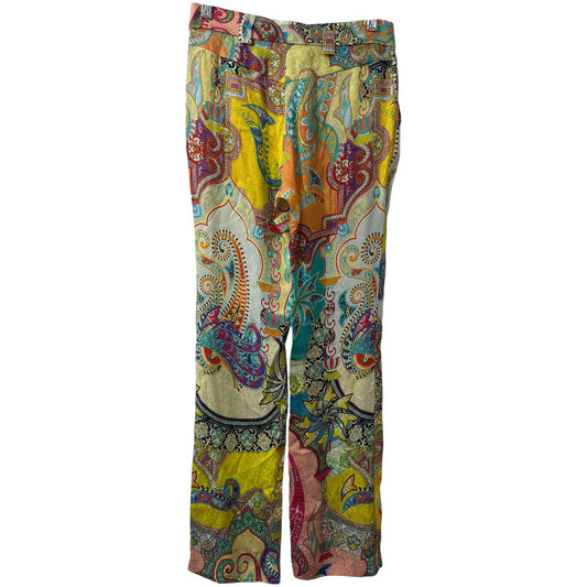 Adriana Iglesias Multicolor Silk Paisley Print Straight Pants Women's