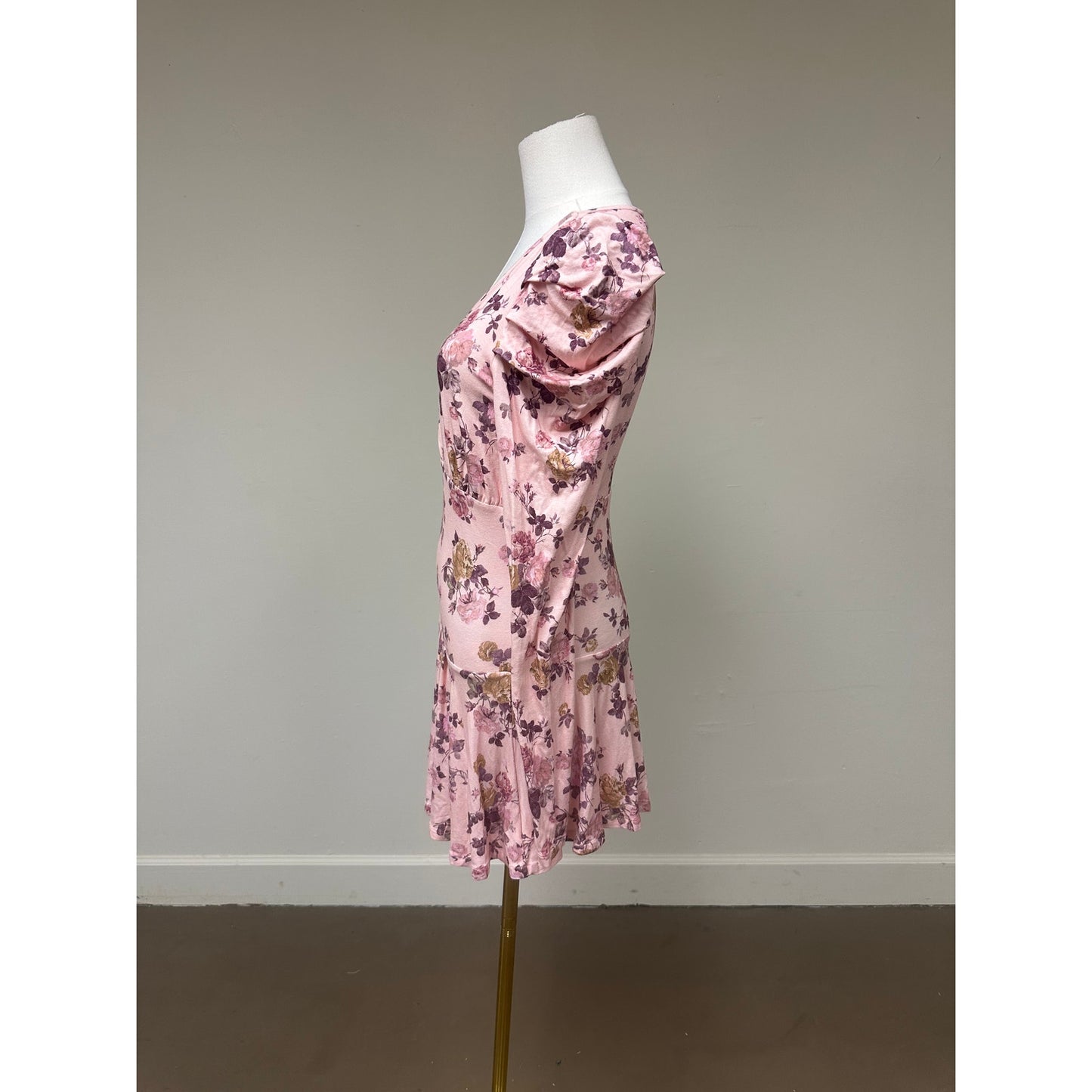LoveShackFancy Maren Mini Dress in Floral with Puff Sleeves and V-Neck