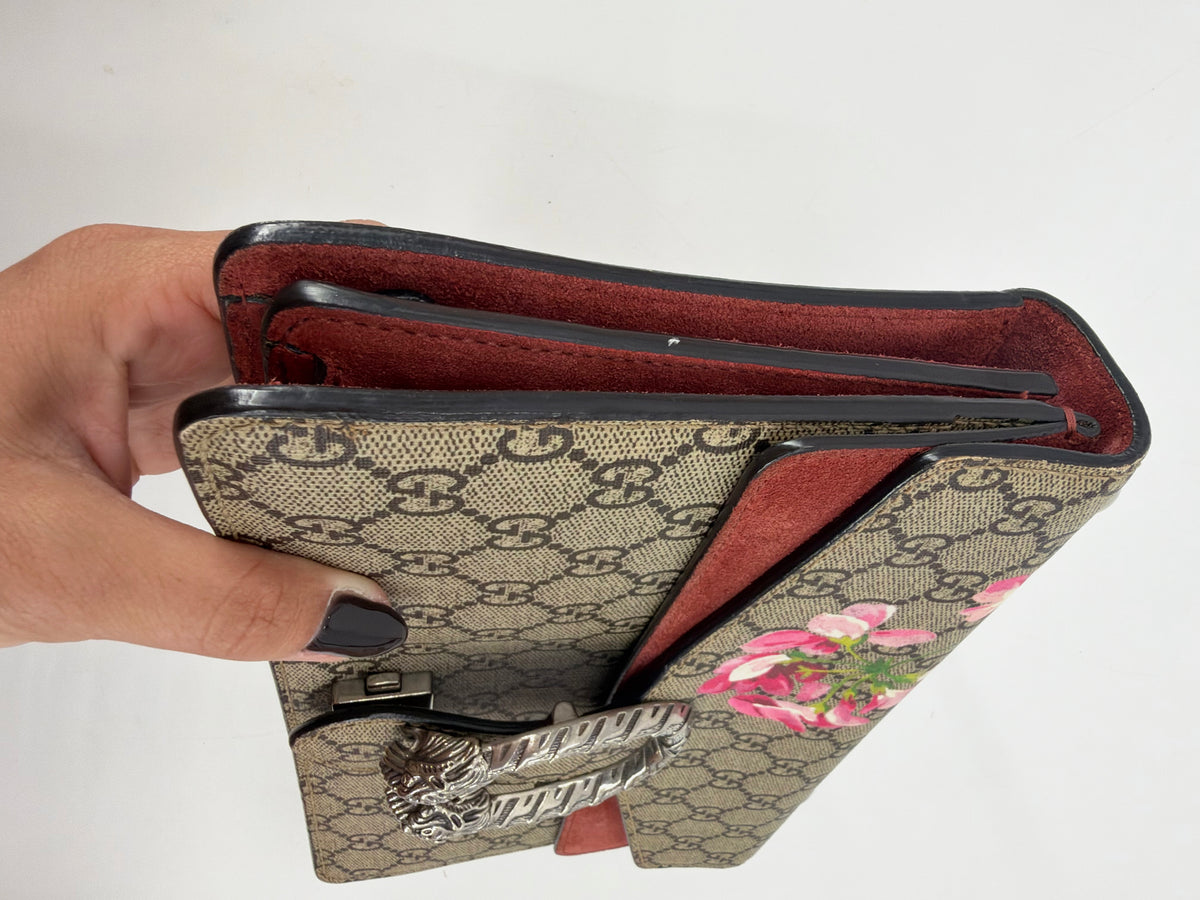 Gucci Dionysus GG Supreme Blooms Floral Shoulder Bag Red Suede