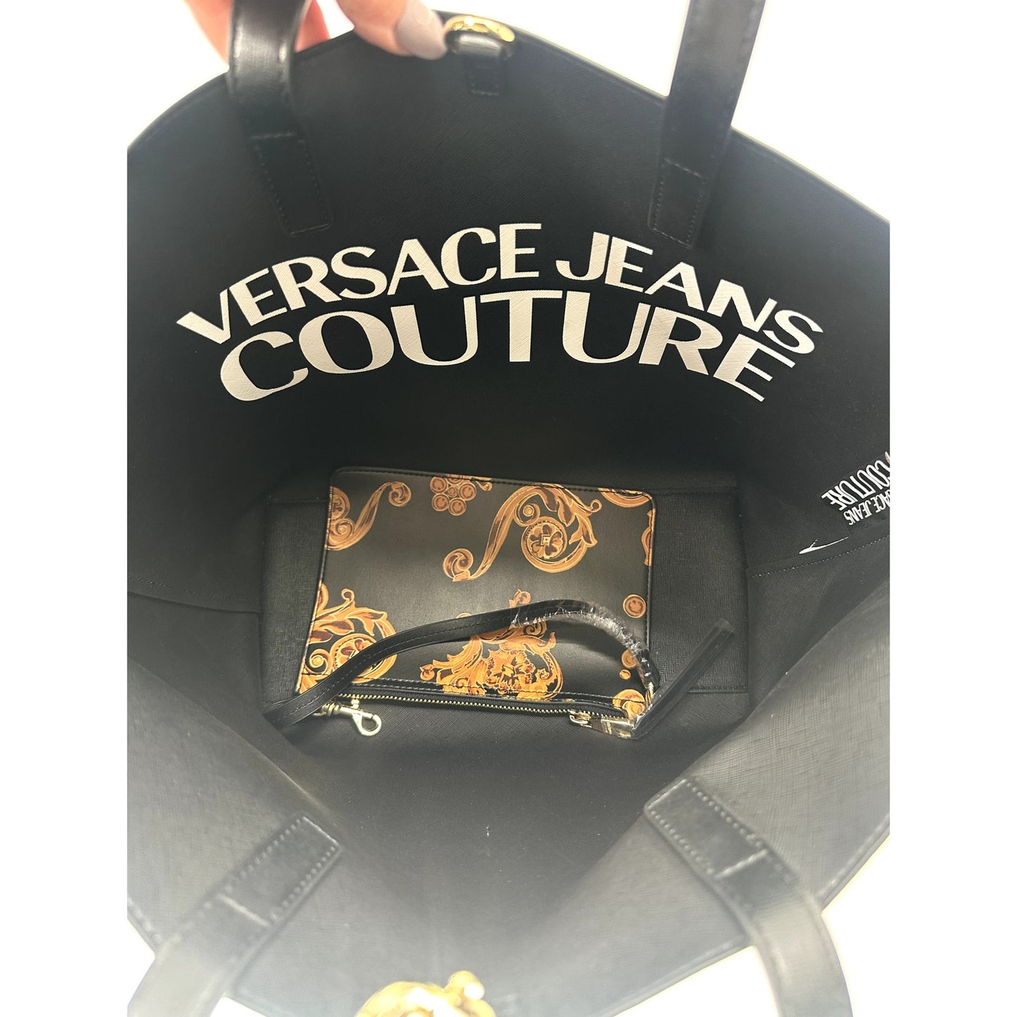 Versace Jeans Couture Faux Leather Graphic Print Reversible Tote Bag
