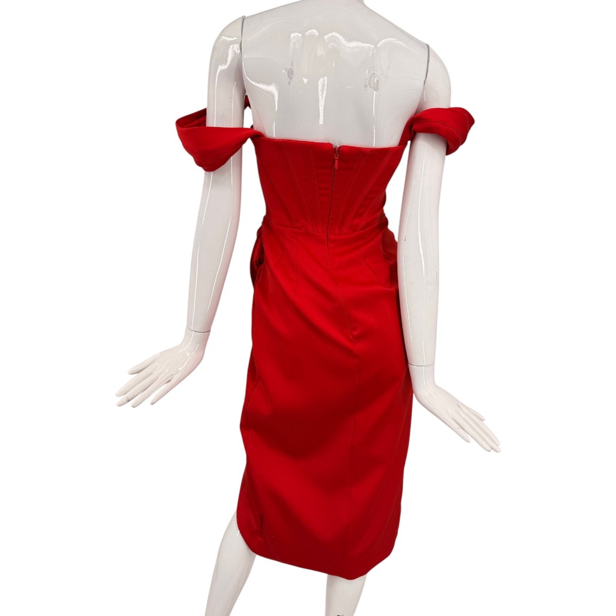 House of CB Satin Loretta Off-Shoulder Corset Midi Dress