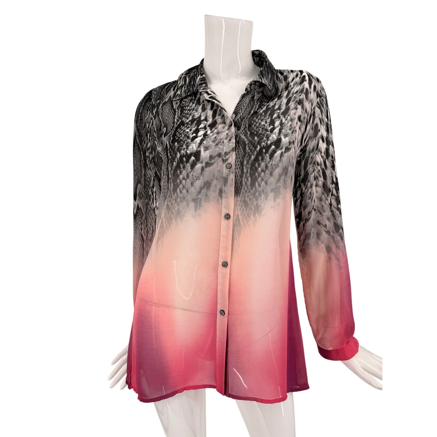 NY Collection Ombre Snake Print Chiffon Blouse