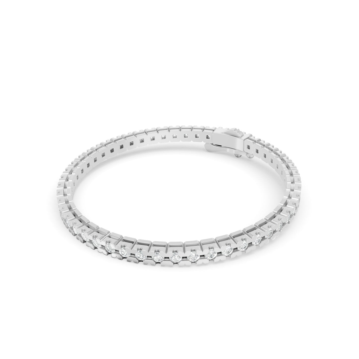 4.01 ctw Diamond Square Collet 14K White Gold Tennis Bracelet