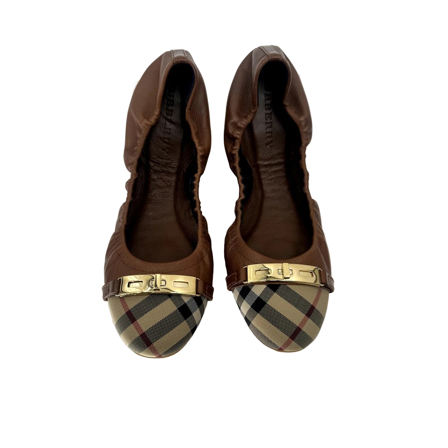 Burberry Leather Nova Check Canva Ballet Flats