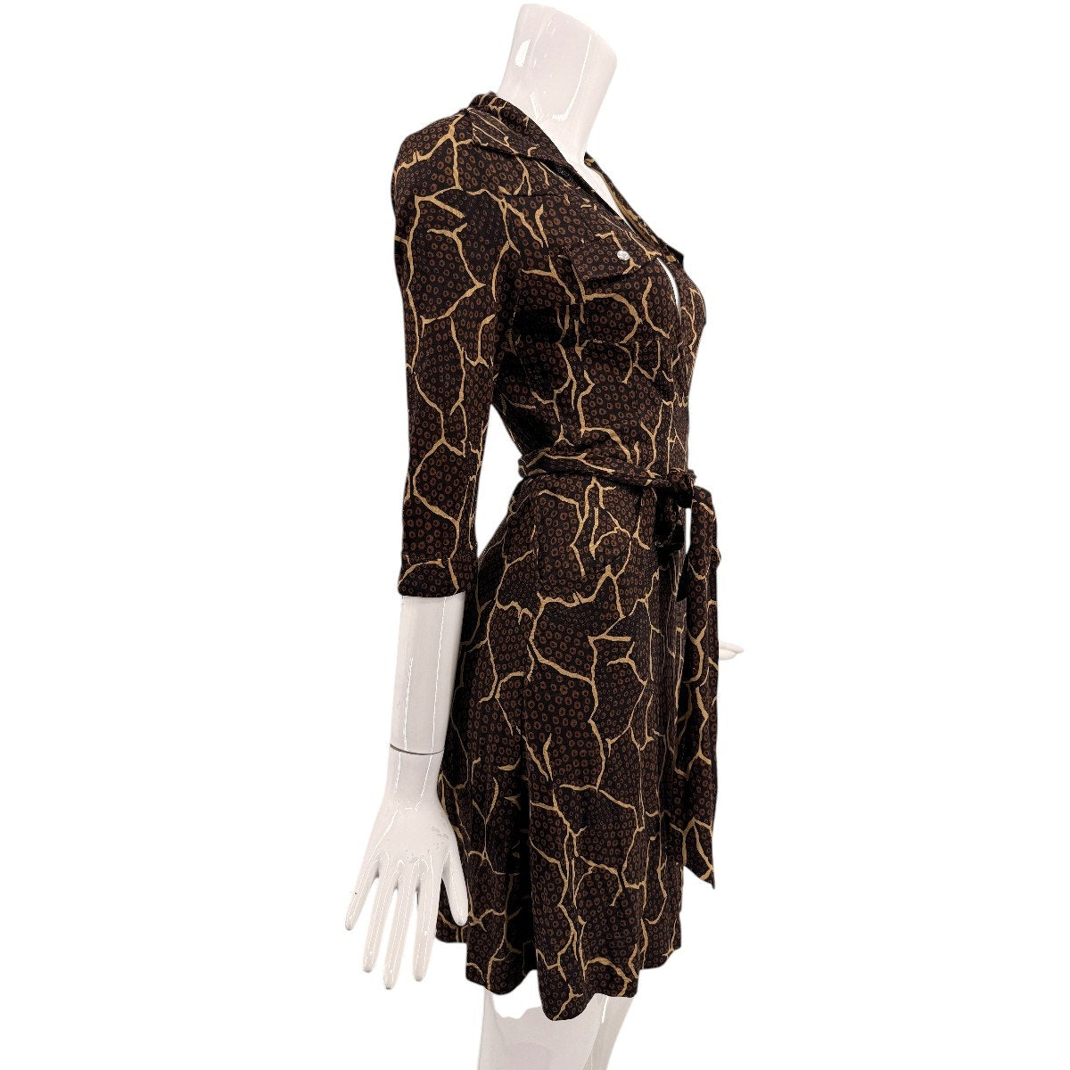 Diane von Furstenberg Silk Modern Dot Collared Wrap Mini Dress