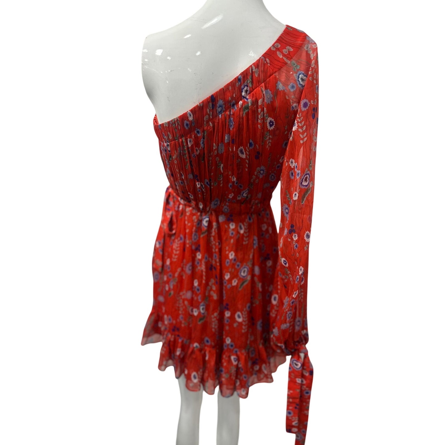 Alexis Edyta One Shoulder Ruffle Long Sleeve Floral Mini Dress
