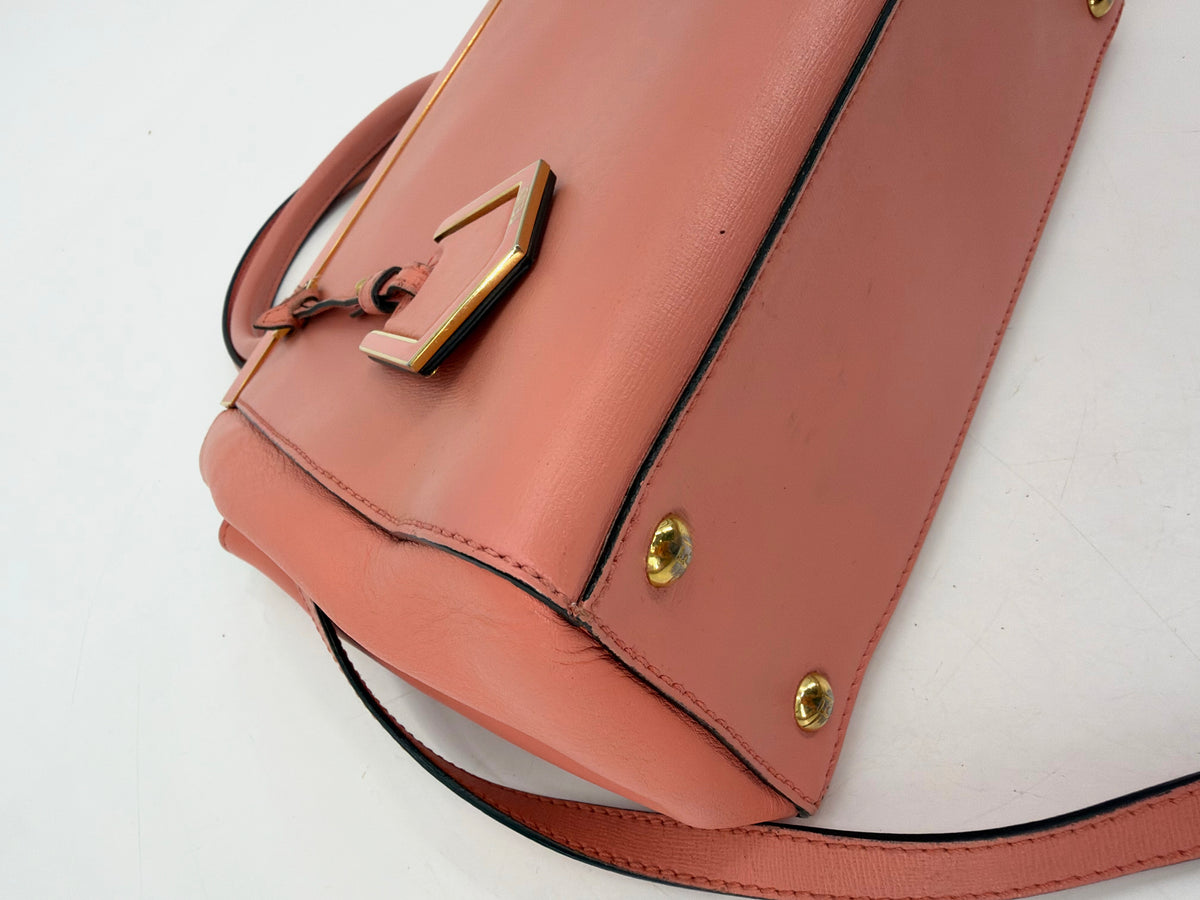 Fendi Petite 2Jours Pink Saffiano Leather Tote Crossbody Strap