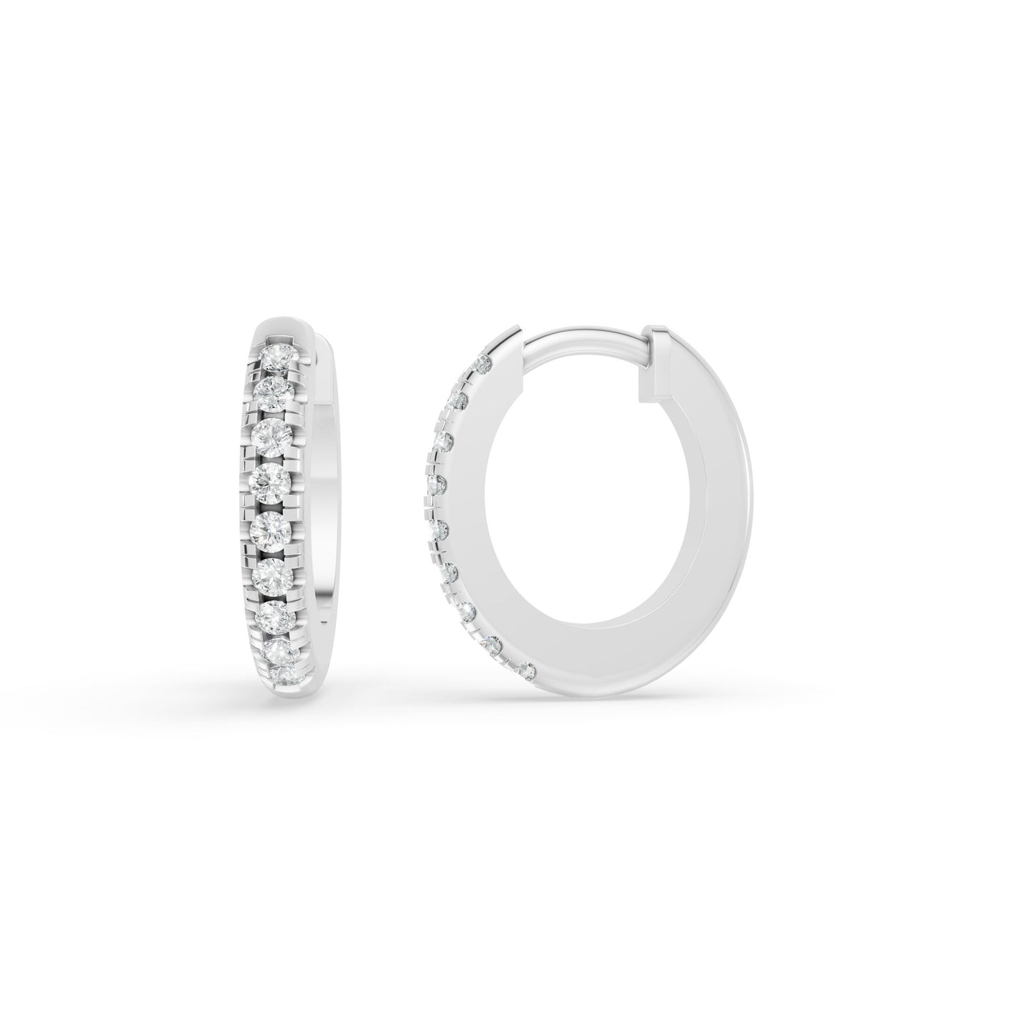 0.08 TCW 14K White Gold Diamond Huggie Hoop Earrings