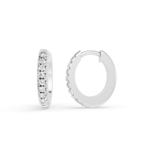 0.08 TCW 14K White Gold Diamond Huggie Hoop Earrings