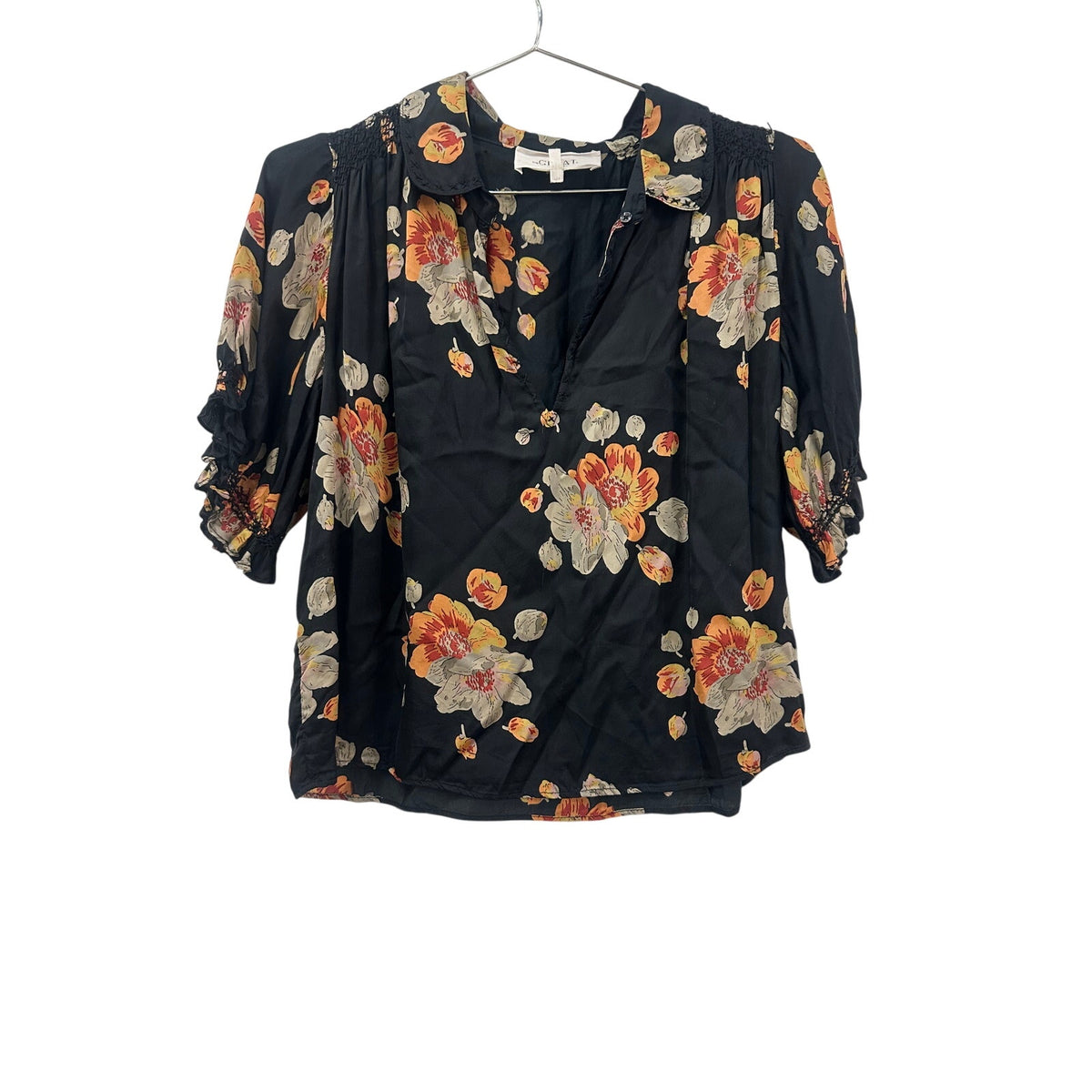 The Great Floral Print Ruffle Blouse Tiered Maxi Skirt Set Black Women's Size 0