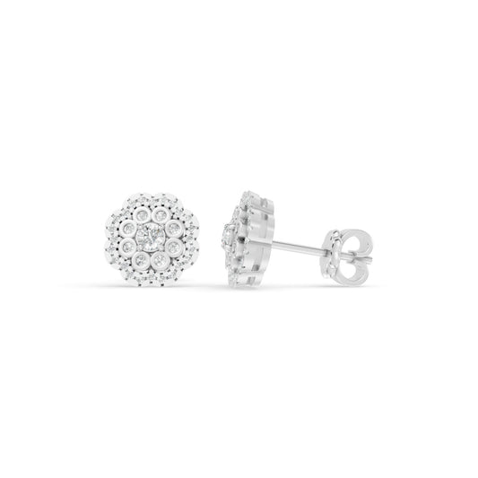 0.44 ctw 14K White Gold Diamond Cluster Stud Earrings