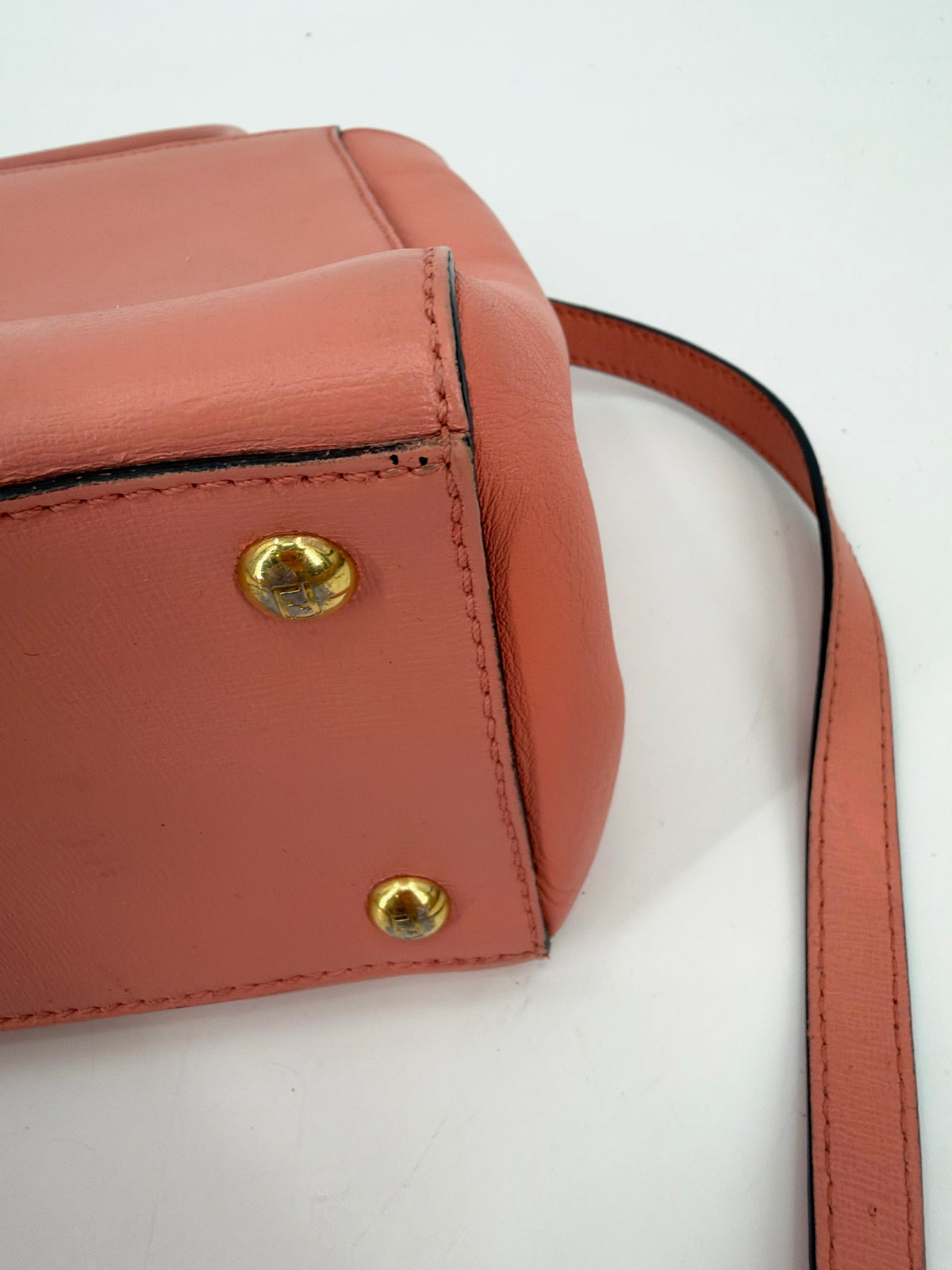 Fendi Petite 2Jours Pink Saffiano Leather Tote Crossbody Strap