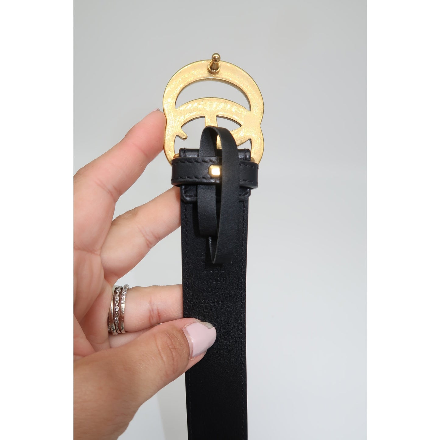 Gucci Leather Double G Marmont Gold Buckle Logo Leather Belt Black