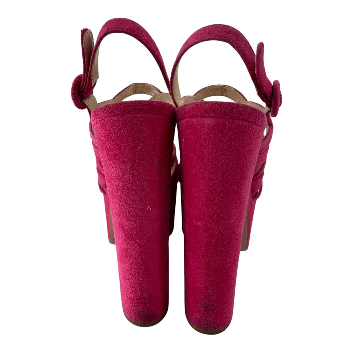 Prada Suede Open Toe Block Heel Strappy Platform Sandals