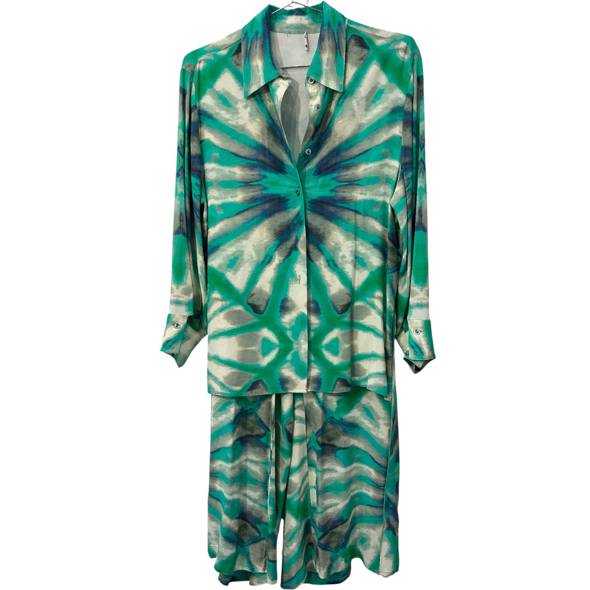 Alexis Tie Die Eres Button-Up Top Wide Leg Andy Pants Green Kaleidoscope Size XS