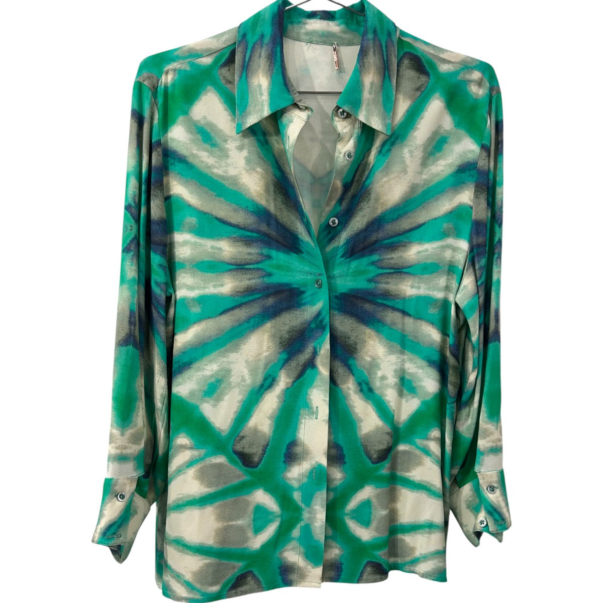 Alexis Tie Die Eres Button-Up Top Wide Leg Andy Pants Green Kaleidoscope Size XS