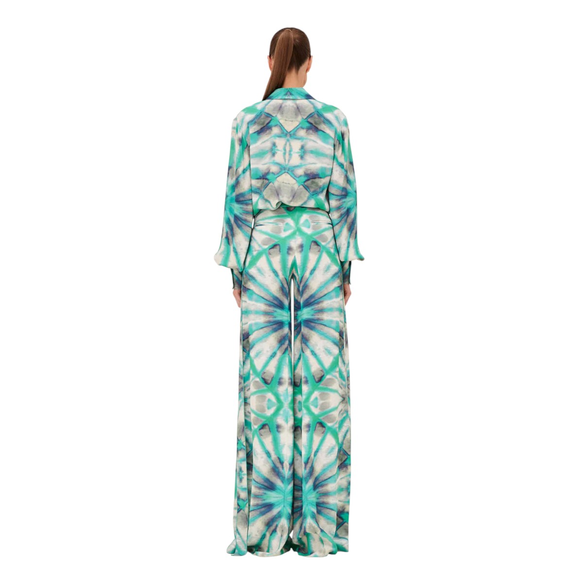 Alexis Tie Die Eres Button-Up Top Wide Leg Andy Pants Green Kaleidoscope Size XS